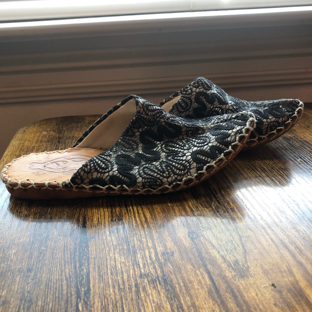 Sleek Black Textured Mules